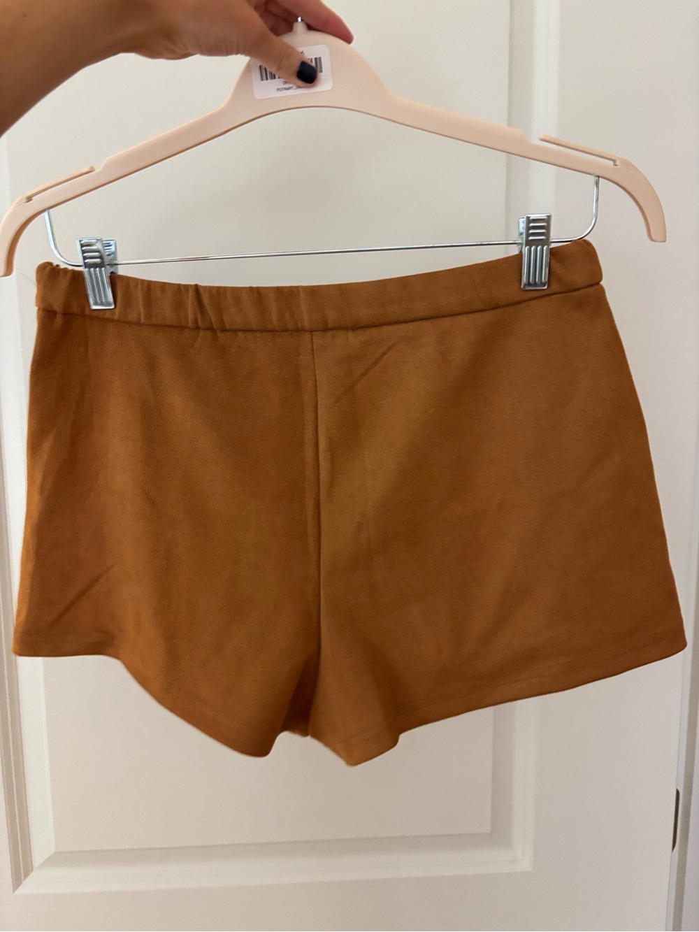 SHEIN suede tan mini shorts